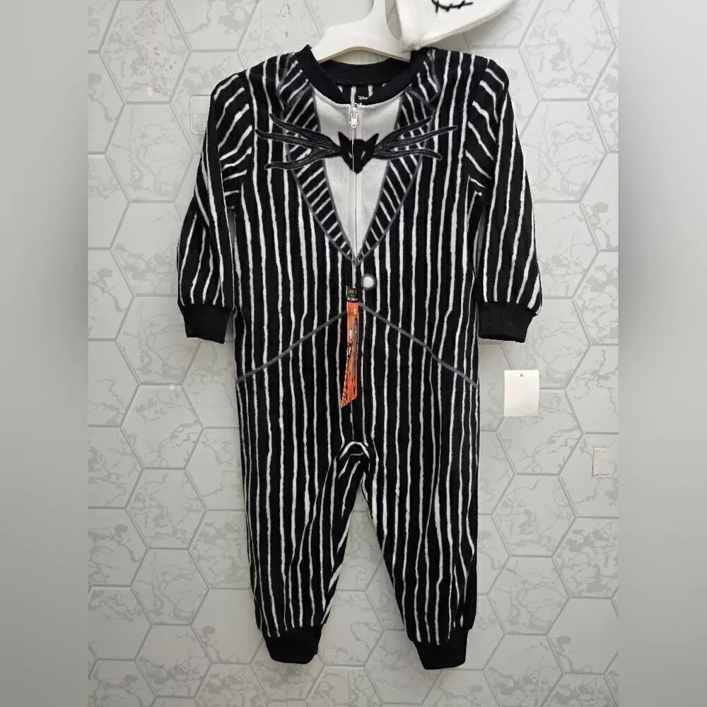 Nwt Nightmare Before Christmas Toddler Boys Jack Skellington 2pc Sleeper &Hat PJ